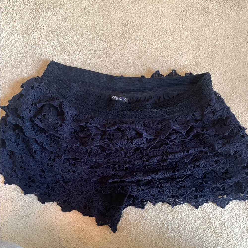 City Chic Black Lace Shorts